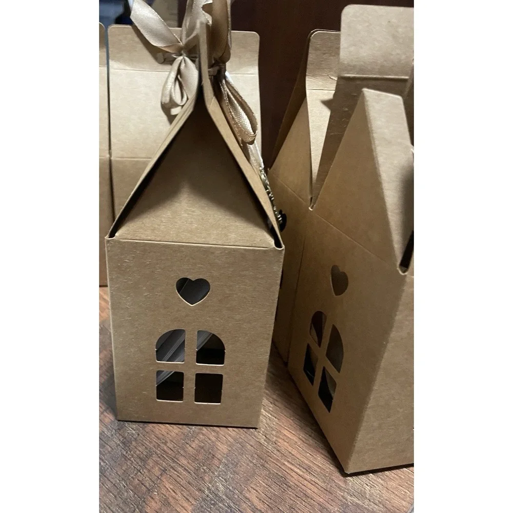 28 House Shaped Gift Favor Box Paper Candy Box Cardboard Ribbon 3.9x 2.8x‎ 7.2